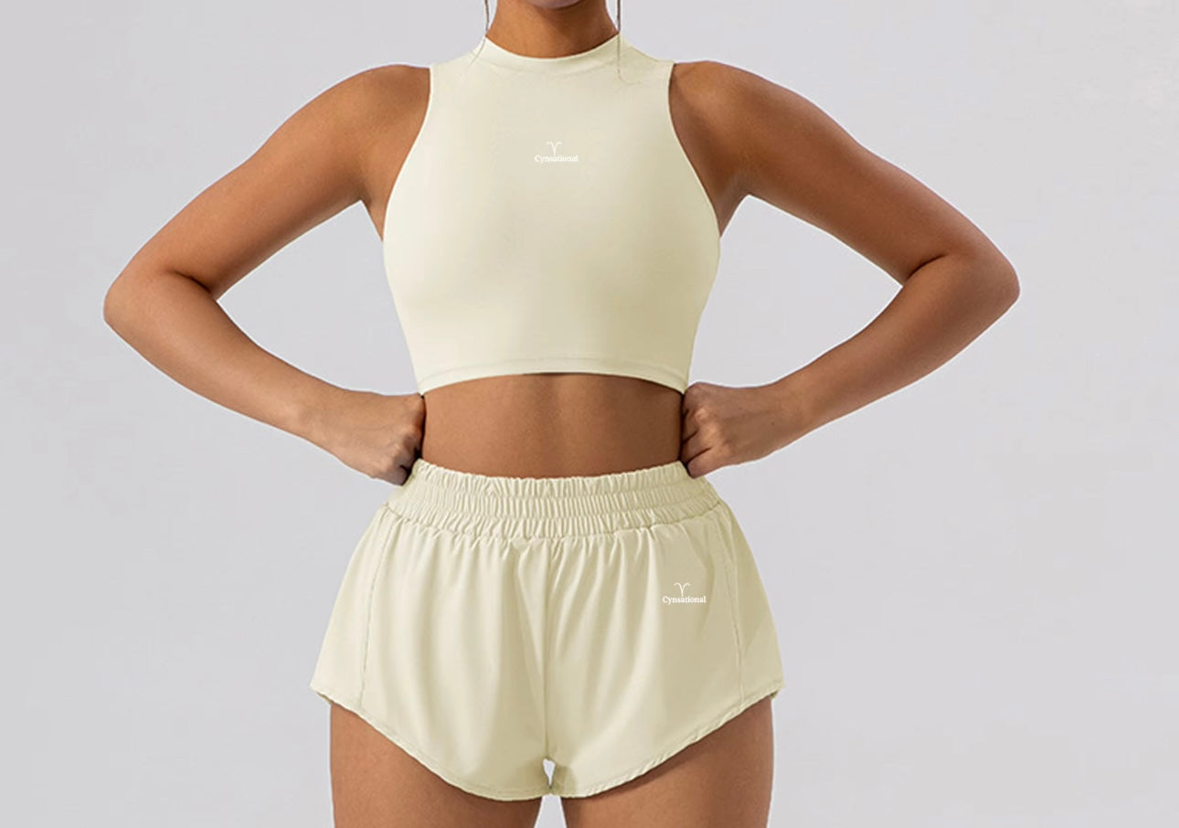 Cream 2 piece short set