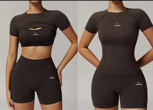 Chocolate 3 piece short set